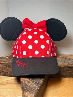 Disney Parks Minnie Mouse Polka‎ Dot Ear Hat / Baseball Cap – Youth Size Small